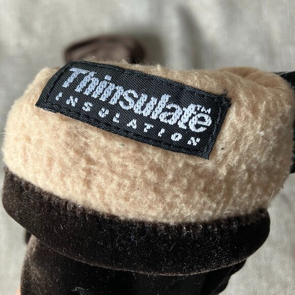 Vintage Cejon Ladies Wrist Style Brown Velour/Velvet Thinsulate Gloves, One Size - Picture 3 of 6